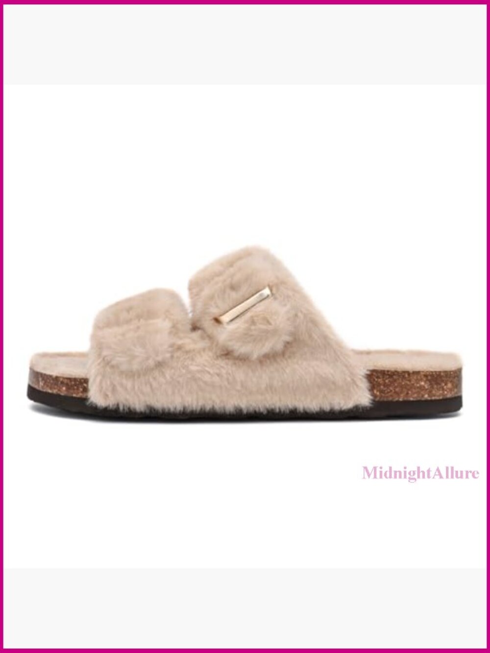 Faux Fur Slippers Women's Open Toe Slides Arch Support Indoor Outdoor - Picture 3 of 6